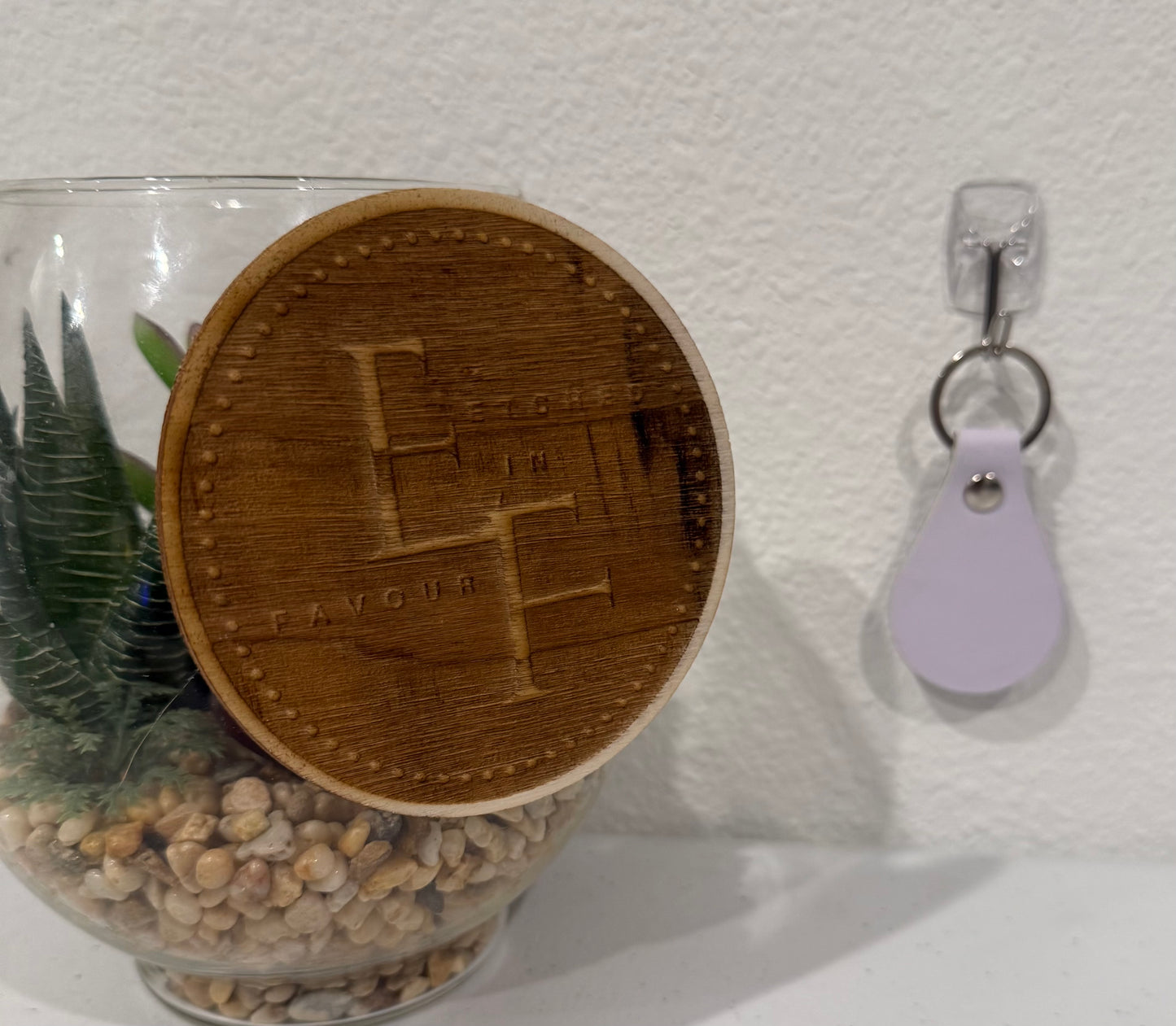 Custom Orchid Leatherette Keychain