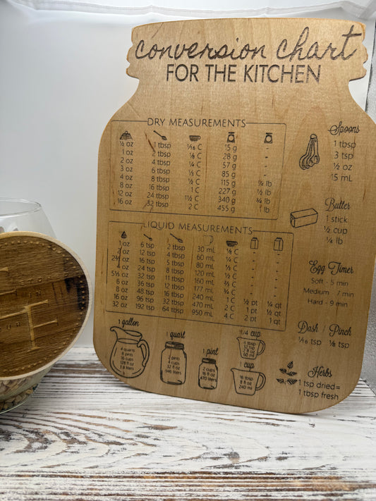Laser Engraved Kitchen Conversion Chart