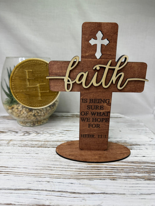 Faith Cross Wooden Display – Hebrews 11:1