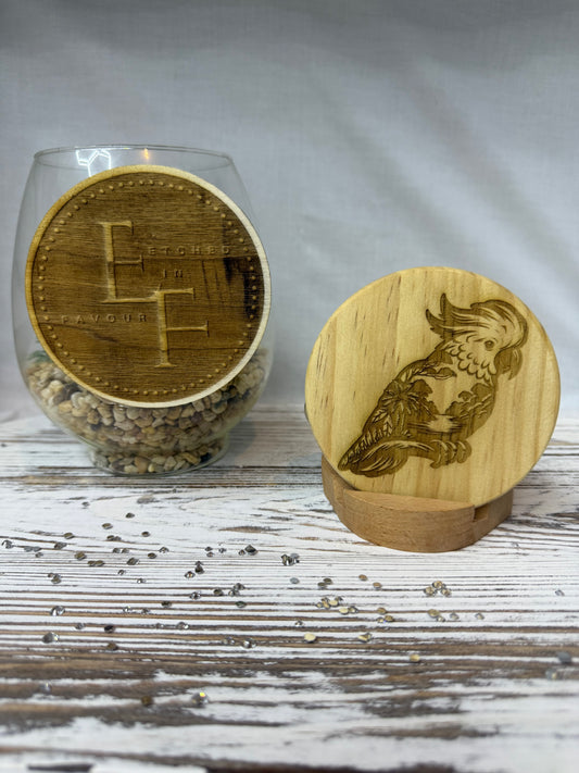 Cockatoo Laser Engraved Wood Coaster