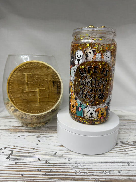 Life is Better with a Dog Snow Globe Tumbler
