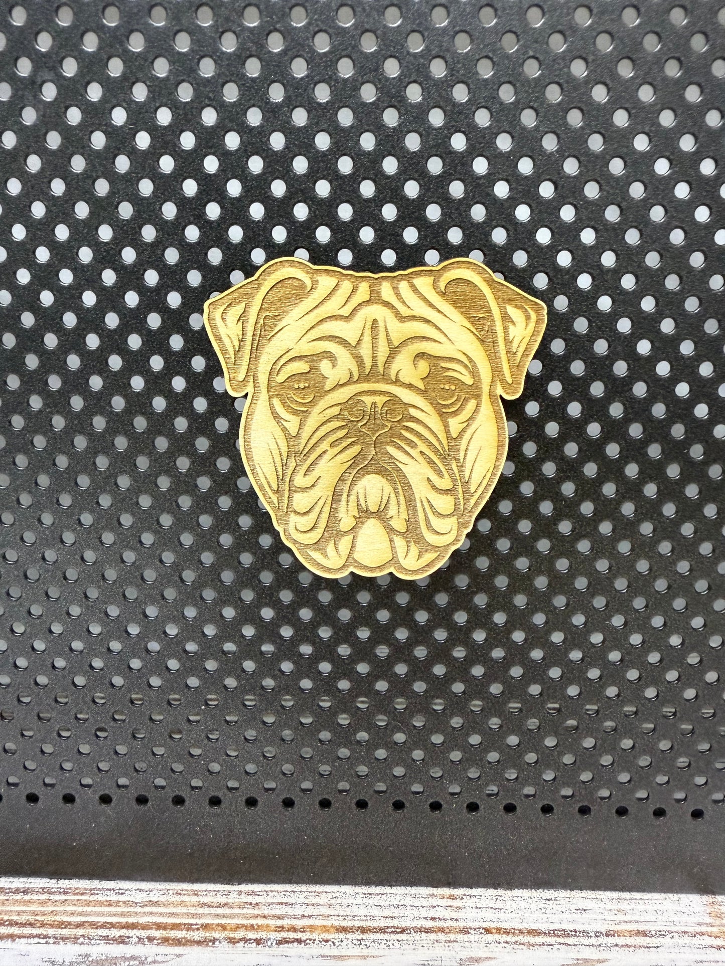 Bulldog - Dog Laser Engraved Wood Magnet