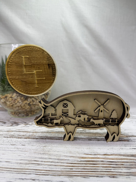 Pig Multilayer Wood Decor