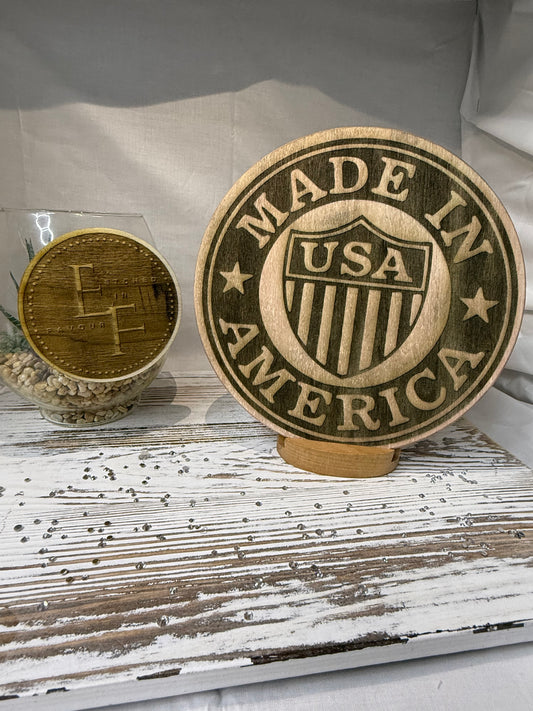 “Made in America” Laser Engraved Wood Sign