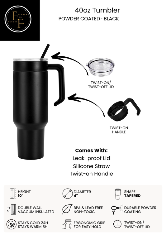 Black 40oz Tumbler - Custom Laser Engraved