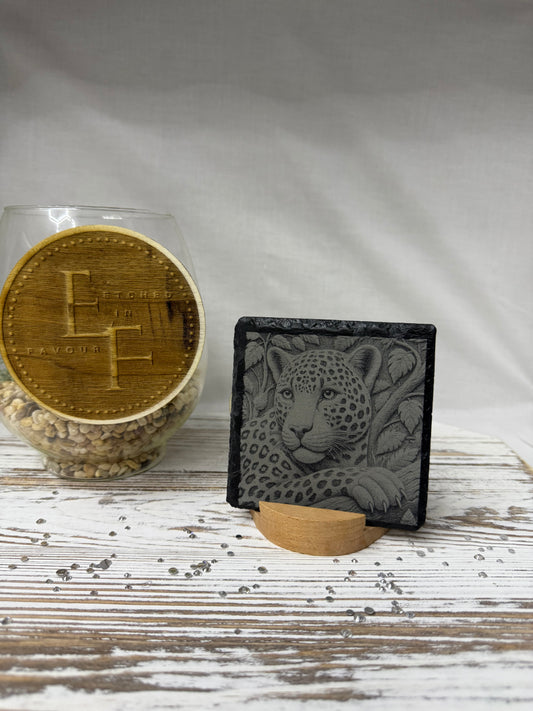 Leopard Laser Engraved Slate Coaster