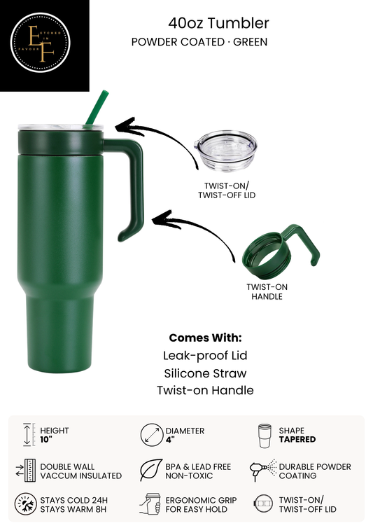 Green 40oz Tumbler - Custom Laser Engraved