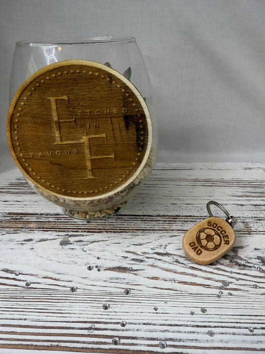 Soccer Dad Laser Engraved Wooden Keychain