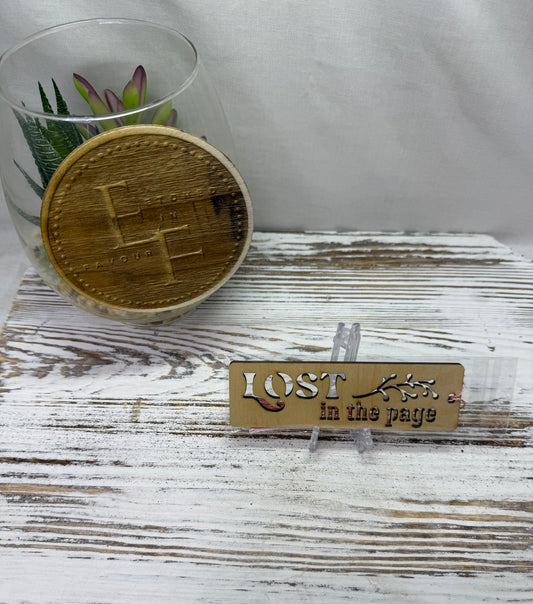 Laser cut wooden bookmark "Lost in the Page" from Etched in Favour