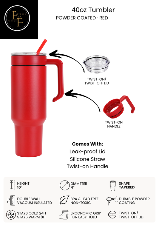 Red 40oz Tumbler - Custom Laser Engraved
